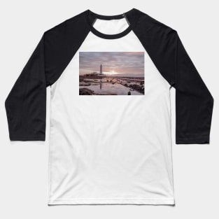 St Marys Island Lighthouse Sunrise Baseball T-Shirt